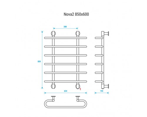 Электрический полотенцесушитель Energy Nova2 850x600