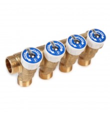 Коллектор сантехнический Giacomini с вентилями 3/4" x 1/2" /3, R585CY073