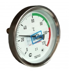 Термометр биметаллический осевой Дк63 L-50мм G1/2" 120C