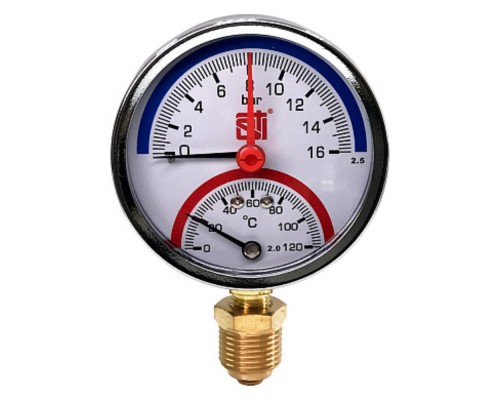 Термоманометр STI радиальный D80 120C 16 bar УП (G1/2)