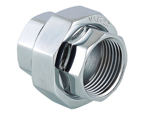 Сгон прямой разъемный (американка) ВВ внутренняя резьба 1" (Valtec VT 340) Хромир. уп 5 шт