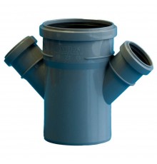 Крестовина одноплоскостная канализационная ПП 110* 50*50*45гр.С мм с раструбом серая (уп.40 шт)