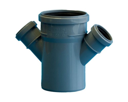Крестовина одноплоскостная канализационная ПП 110* 50*50*45гр.С мм с раструбом серая (уп.40 шт)