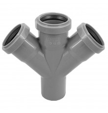 Крестовина одноплоскостная канализационная ПП 50*50*50*45гр.С мм с раструбом серая (уп.40 шт)