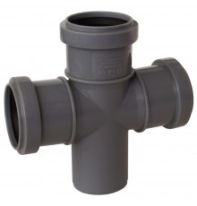 Крестовина одноплоскостная канализационная ПП 50*50*50*87гр.С мм с раструбом серая (уп.40 шт)