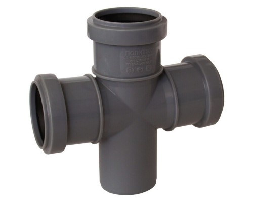 Крестовина одноплоскостная канализационная ПП 50*50*50*87гр.С мм с раструбом серая (уп.40 шт)