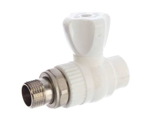 Кран Lammin шаровый PPR радиат. прям. 20 х 1/2" PREMIUM 50/10 белый