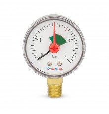 Манометр VARMEGA радиальный 50 мм, 4 бар, 1/4", с указателем предела, VMMT11-500402