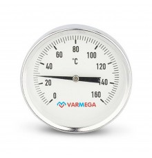 Термометр VARMEGA биметаллич. с погр. гильзой 80 мм, 160гр.С, штуц.75 мм, 1/2", VMMT02-807504