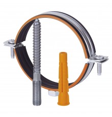Хомут Humalt металлич. М8 (20-24) 1/2" с гайкой, шпилькой-шурупом и дюбелем RU-HT (1/160)