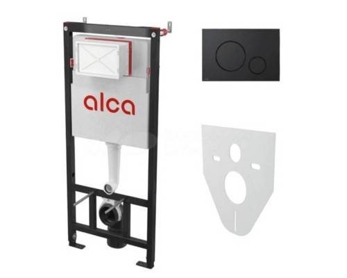 Инсталляция Alcaplast арт.AM101/1120-4:1 RU M678-00, с шумоиз, кнопка черная матовая Инсталляция Alcaplast арт.AM101/1120-4:1 RU M678-00, с шумоиз, кнопка черная матовая