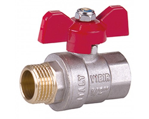 Кран ViEiR шаровый 1/2" ВН, кр. бабочка, никель (112/14) VR203-01 Кран ViEiR шаровый 1/2" ВН, кр. бабочка, никель (112/14) VR203-01