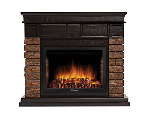 Каминокомплект: Очаг Electrolux EFP/P-2720RLS, портал Bricks Wood 25 камень темный, шпон венге