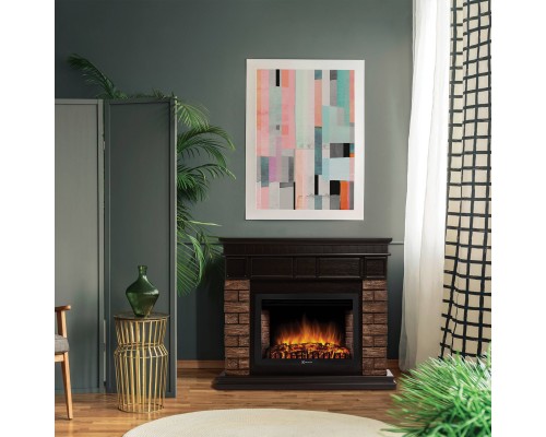 Каминокомплект: Очаг Electrolux EFP/P-2720RLS, портал Bricks Wood 25 камень темный, шпон венге