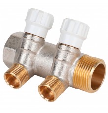 Коллектор латунный с регулирующими вентилями MVI 1"x1/2" 2 вых.