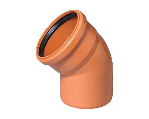 Отвод VALFEX 160х45гр. PP-H рыжая для нар. канализ. (1/15), арт. 30102160 Отвод VALFEX 160х45гр. PP-H рыжая для нар. канализ. (1/15), арт. 30102160
