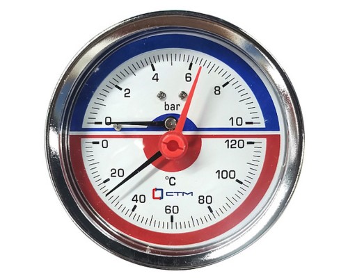 Термо-манометр СТМ аксиального подключения 1/4", измерение до 10 бар, до 120гр