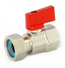 Кран Uni-Fitt шаровой мини ВВ 1/2" с накидной гайкой флажок красный металл