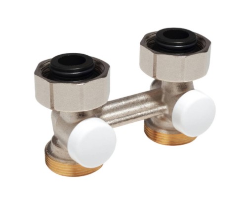 Узел нижнего подключения Giacomini прямой, для двухтр. систем, компактный 3/4"F x 3/4"E, R387LX002