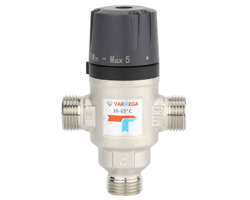 Клапан термосмесительный VARMEGA НР 3/4", 30-65гр.С, Kvs 1.6, боковое смешение, VM17202 Клапан термосмесительный VARMEGA НР 3/4", 30-65гр.С, Kvs 1.6, боковое смешение, VM17202