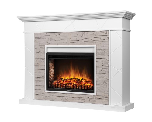 Каминокомплект: Очаг Electrolux EFP/P-2520LS N, портал Miami 25 белый, серый Каминокомплект: Очаг Electrolux EFP/P-2520LS N, портал Miami 25 белый, серый