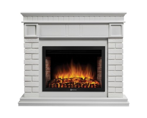 Каминокомплект: Очаг Electrolux EFP/P-3020LS N, портал Bricks 30 камень белый, белая эмаль Каминокомплект: Очаг Electrolux EFP/P-3020LS N, портал Bricks 30 камень белый, белая эмаль