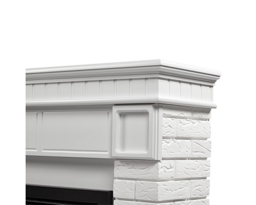 Каминокомплект: Очаг Electrolux EFP/P-3020LS N, портал Bricks 30 камень белый, белая эмаль Каминокомплект: Очаг Electrolux EFP/P-3020LS N, портал Bricks 30 камень белый, белая эмаль