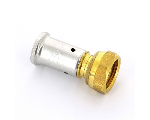 Муфта с накидной гайкой, плоская прокладка пресс HENCO 16x1/2" Муфта с накидной гайкой, плоская прокладка пресс HENCO 16x1/2"