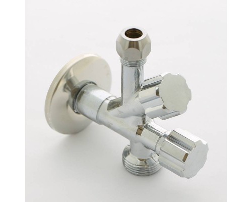 Вентиль комбинированный Uni-Fitt Н-обж-Н 1/2" х 10 мм (3/8") х 3/4" универсальный хром