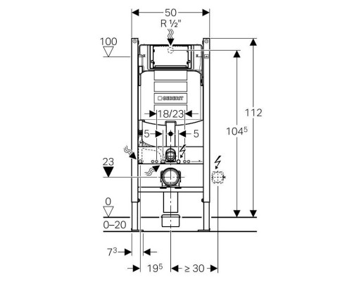 Модуль Geberit Duofix Basic для подвесного унитаза, 112 см, с бачком Delta 12 см 1