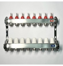 Колл.группа 1 х 8 вых 3/4 с расходомерами и термостатическими вентилями без конц, нерж. сталь