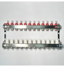 Колл.группа 1 х 12 вых 3/4 с расходомерами и термостатическими вентилями без конц, нерж. сталь