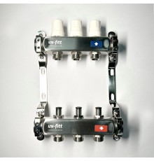 Колл.группа 1 х 3 вых 3/4 с балансировочными и термостатическими вентилями без конц, нерж. cталь