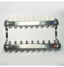 Колл.группа 1 х 9 вых 3/4 с балансировочными и термостатическими вентилями без конц, нерж. cталь