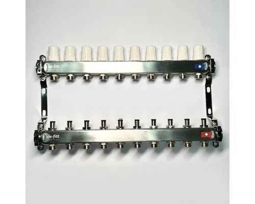 Колл.группа 1 х 10 вых 3/4 с балансировочными и термостатическими вентилями без конц, нерж. cталь