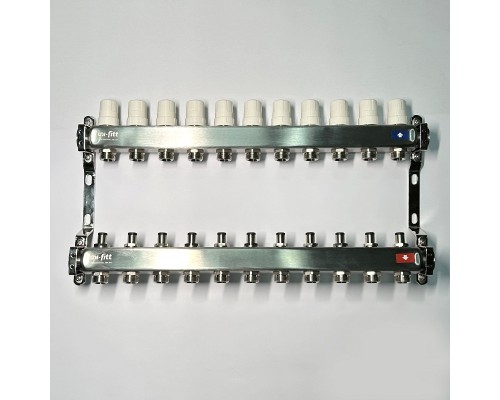 Колл.группа 1 х 11 вых 3/4 с балансировочными и термостатическими вентилями без конц, нерж. cталь