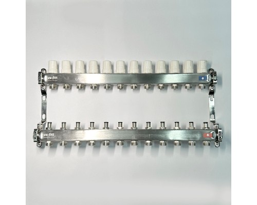 Колл.группа 1 х 12 вых 3/4 с балансировочными и термостатическими вентилями без конц, нерж. cталь