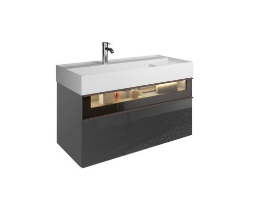 Тумба под раковину, Burg, Yumo, шгв 1015-470-610, цвет-Grey high gloss