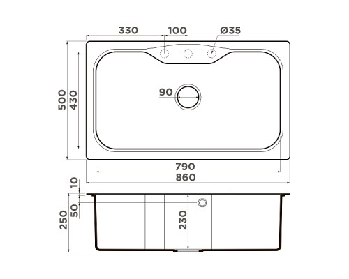 Omoikiri Maru 86-SA Кухонная мойка Tetogranit 86x50 см, цвет: бежевый 4993140