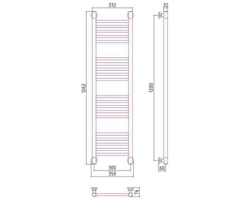 Сунержа Богема  Полотенцесушитель водяной 30x120h, цвет: матовый черный 31-0220-1230