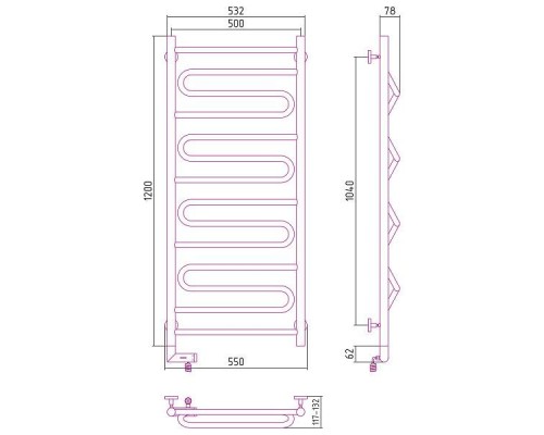 Сунержа Элегия 2.0 Полотенцесушитель электрический 50x120h, лев., цвет: золото 03-5218-1250