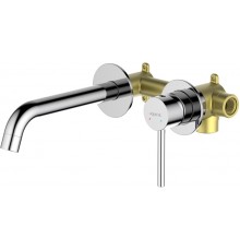 AQ1313CR ЕВРОПА смеситель для раковины настенный 2 отв. (внешняя и скрытая часть) AQ1313CR