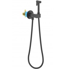 AQ1024MB ОБЕРОН комплект для гигиенического душа встроенный (смеситель c прогрессивным картриджем + гигиеническая лейка + шланг), матовый черный AQ1024MB