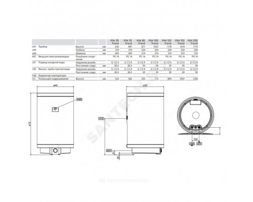 Водонагр эл накоп 200л верт PSH 200 Trend 2кВт Stiebel Eltron 232086