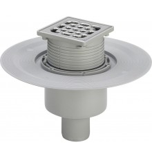 556914 трап с вращающ. и измен. по высоте решеткой из нерж. 100х100мм,вертикальный отвод,пласт/серый 556914