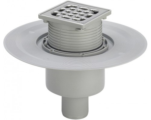 556914 трап с вращающ. и измен. по высоте решеткой из нерж. 100х100мм,вертикальный отвод,пласт/серый 556914