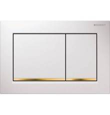 115.080.KK.1 Смывная клавиша Geberit Omega30 для двойного смыва к 111.003/030/060 белый/позолота 115.080.KK.1