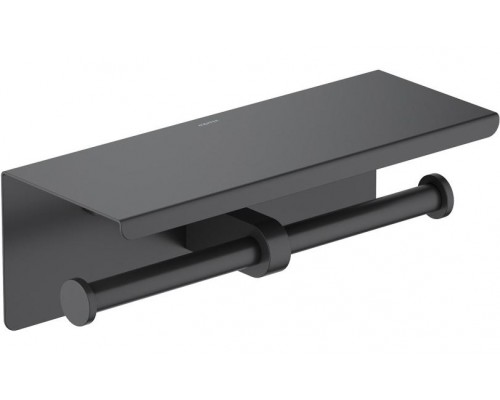 AQ4909MB ОБЕРОН бумагодержатель двойной с полкой, матовый черный AQ4909MB