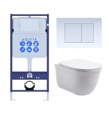 Set AQUATEK КЛАССИК (рама AQUATEK Standard INS-0000012 с звукоиз.прокладкой+крепеж KKI-0000002+кнопкаKDI-0000009+унитаз КЛАССИК AQ1111-00 с крышкой SET AQUATEK КЛАССИК-009 4в1