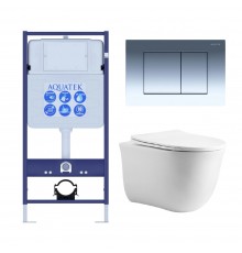 Set AQUATEK КЛАССИК cm (рама AQUATEK Standard INS-0000012 с звукоиз.прокладкой+крепеж KKI-0000002+кнопкаKDI-0000010+унитаз КЛАССИК AQ1112-00 с крышкой SET AQUATEK КЛАССИК cm-010 4в1